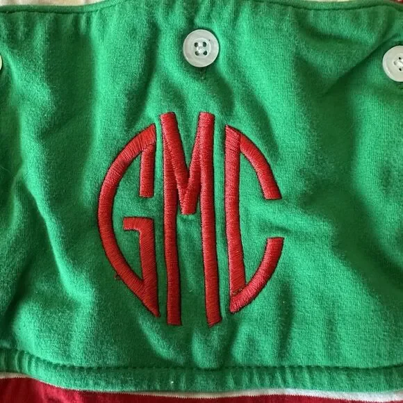 GCM Monogram Smocked Threads By Cecil And Lou Size Newborn Christmas Sleeper